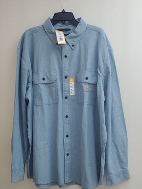 Carhartt Light Blue Long-Sleeve Button-Down Work Shirt